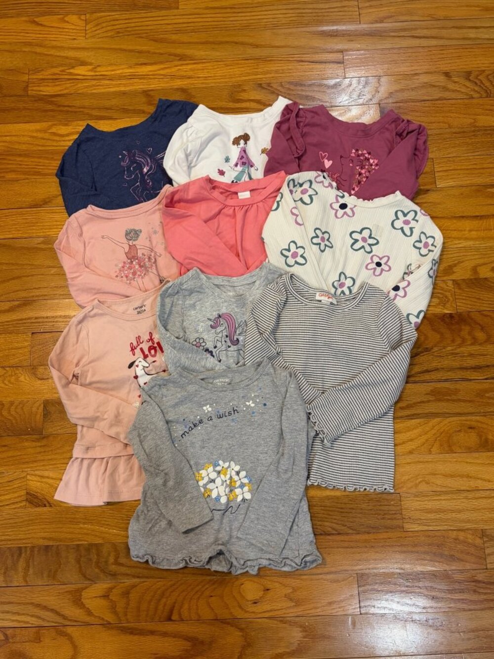 Girls 2T Long Sleeve Shirt, 10-Piece Lot